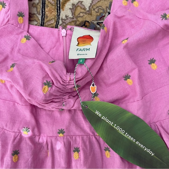 Farm Rio NWT Pink Pineapple Dress - Picture 6 of 13